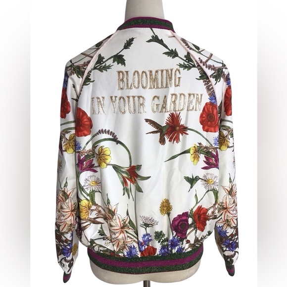 Blooming In Your Garden Floral Satin Bomber Jacket - Picture 3 of 8